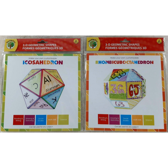 3D Geometric Shapes Icosahedron & Rhombicuboctahedron Set of 2 by Teaching Tree - Picture 1 of 3